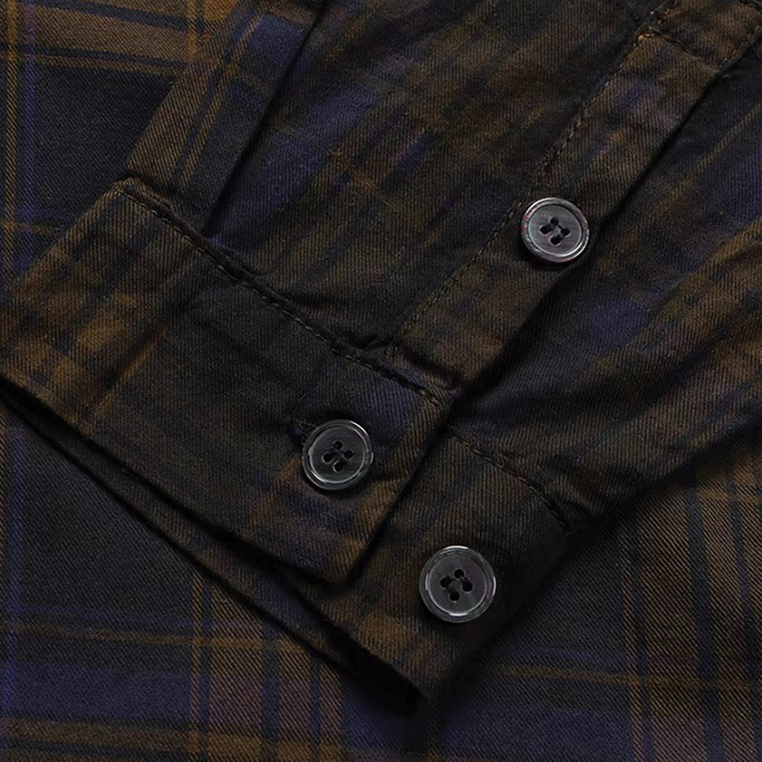 gradient plaid hooded overshirt