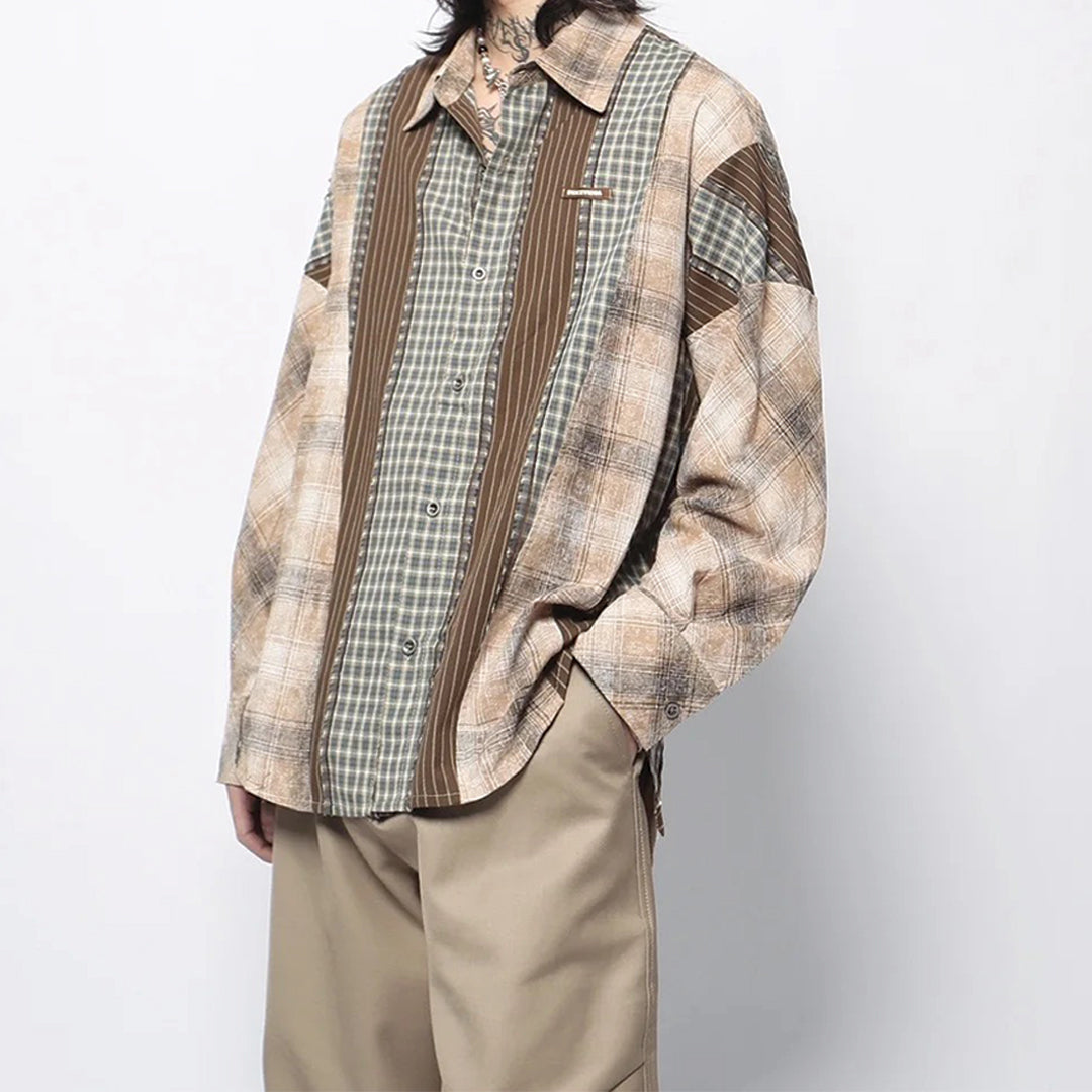 pine plaid colorblock shirt