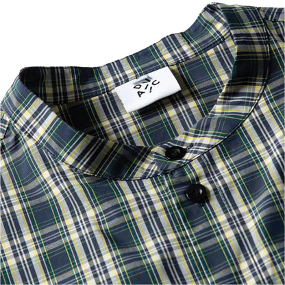 Plaid Band Collar Shirt