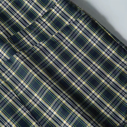 Plaid Band Collar Shirt