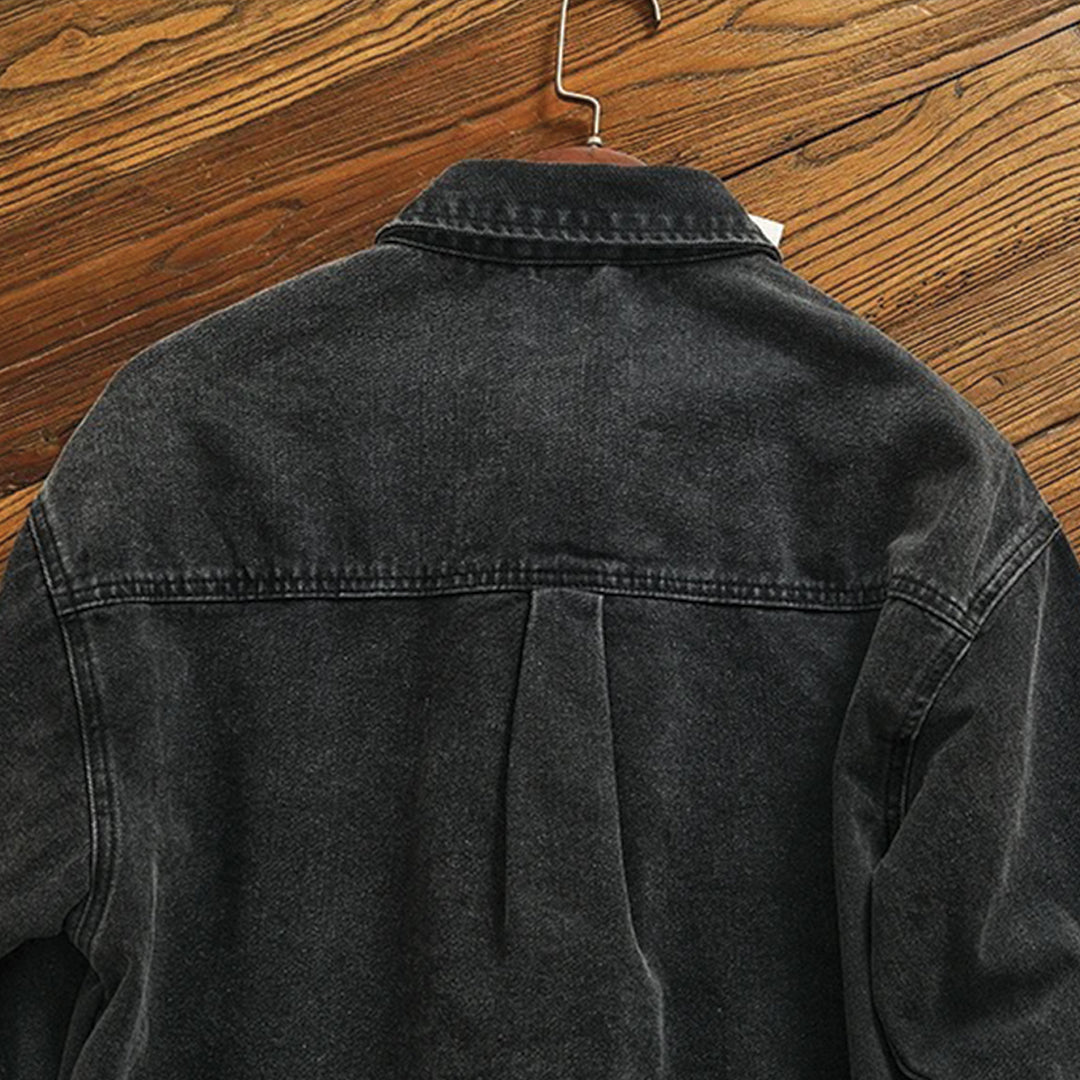 washed black denim shirt