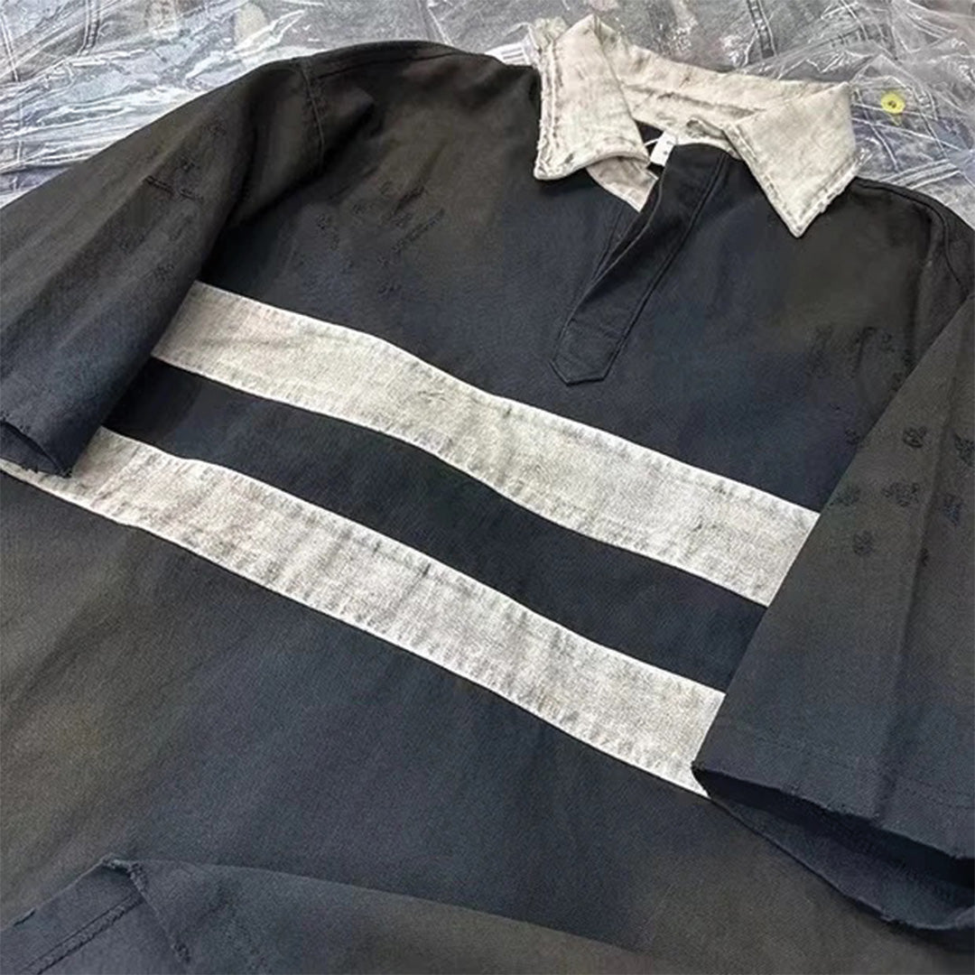 destroyed striped polo shirt