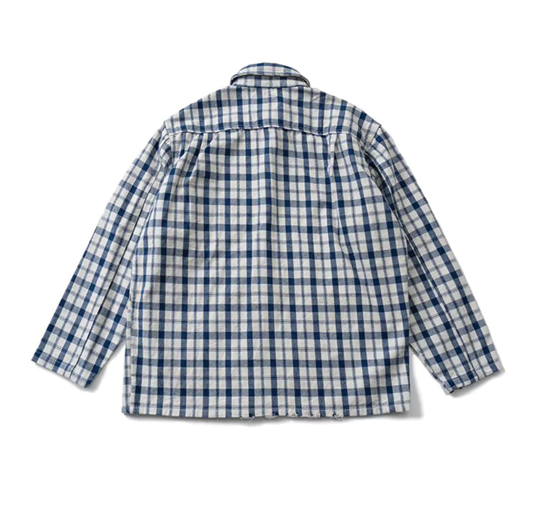 plaid denim clash shirt