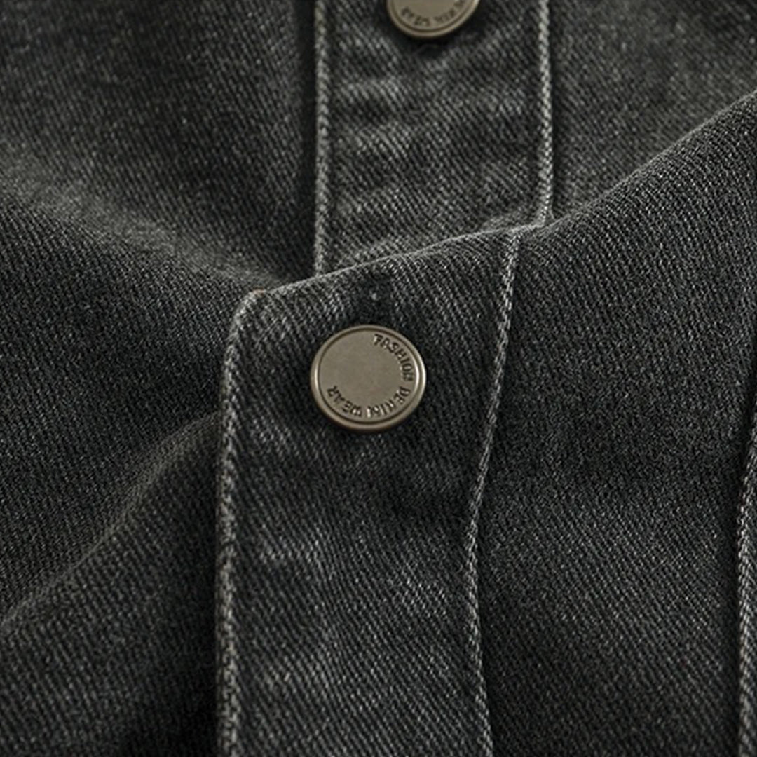 washed black denim shirt