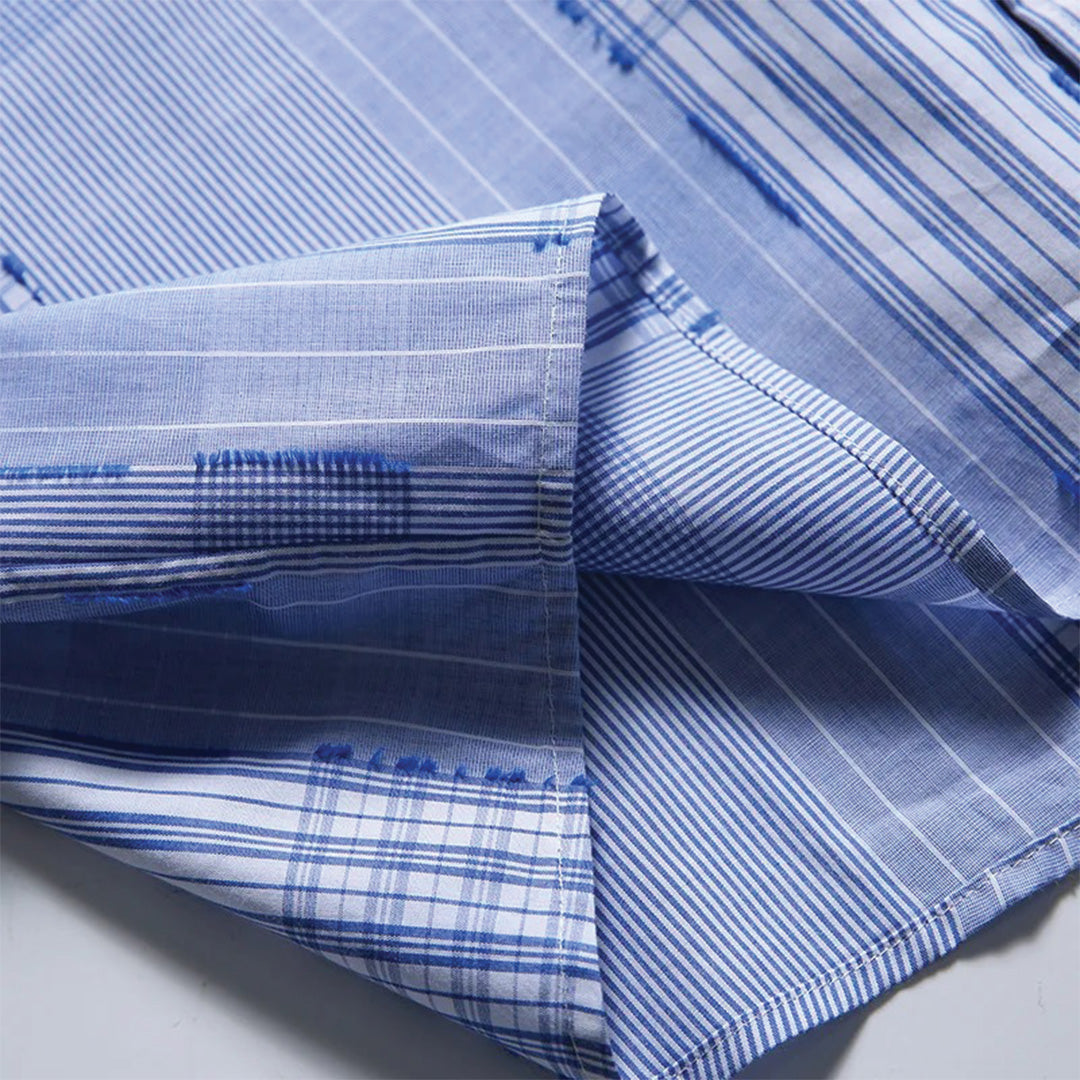 splice blue plaid shirt