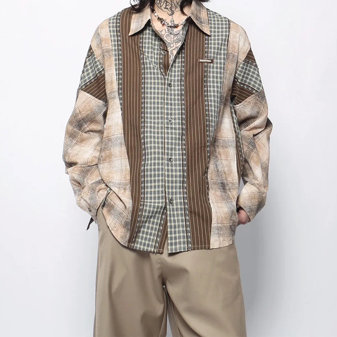 pine plaid colorblock shirt