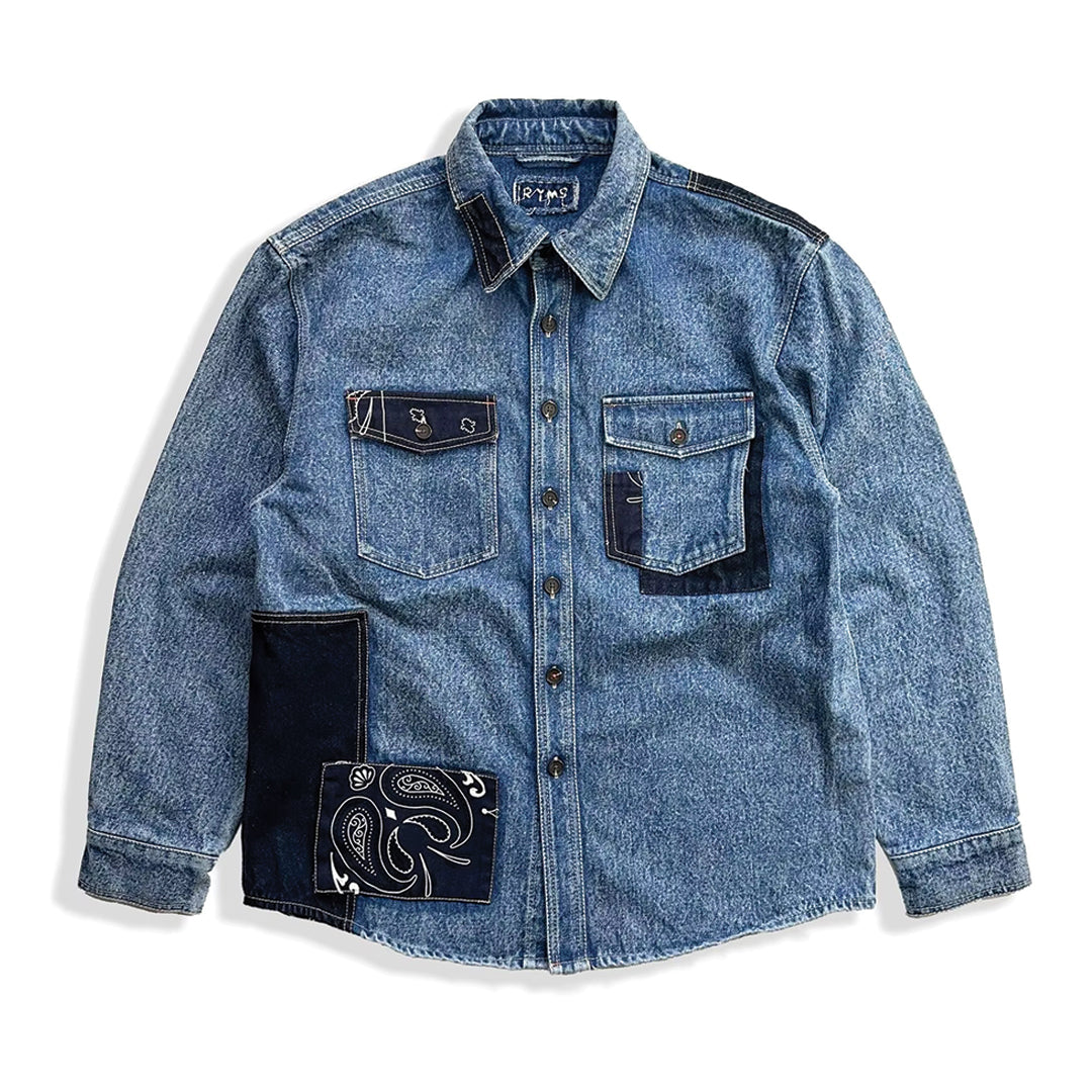 paisley washed denim shirt