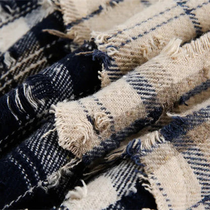 Raw Distressed Plaid Shirt