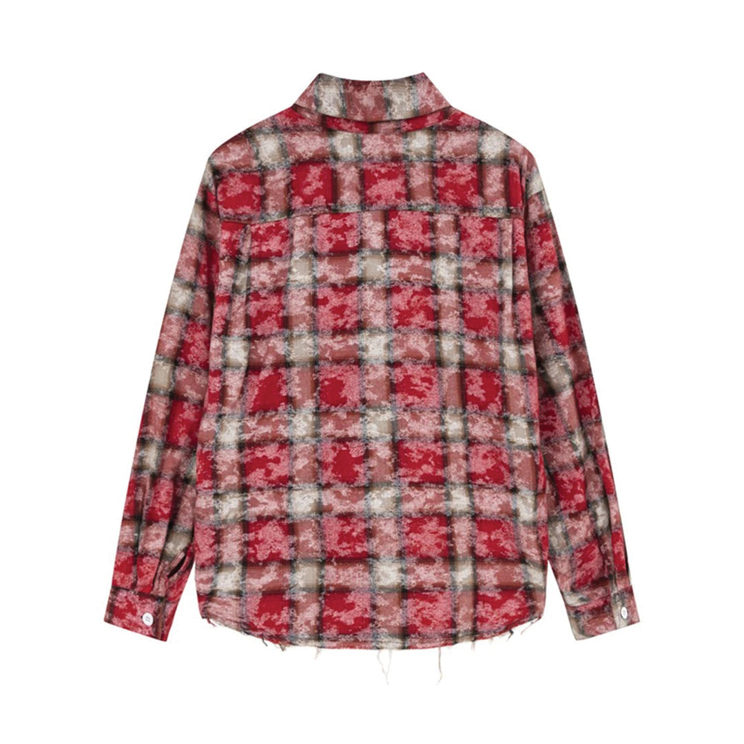 bleached plaid zipper shirt