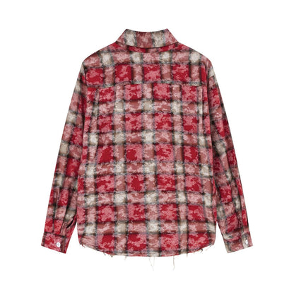 Bleached Plaid Zipper Shirt