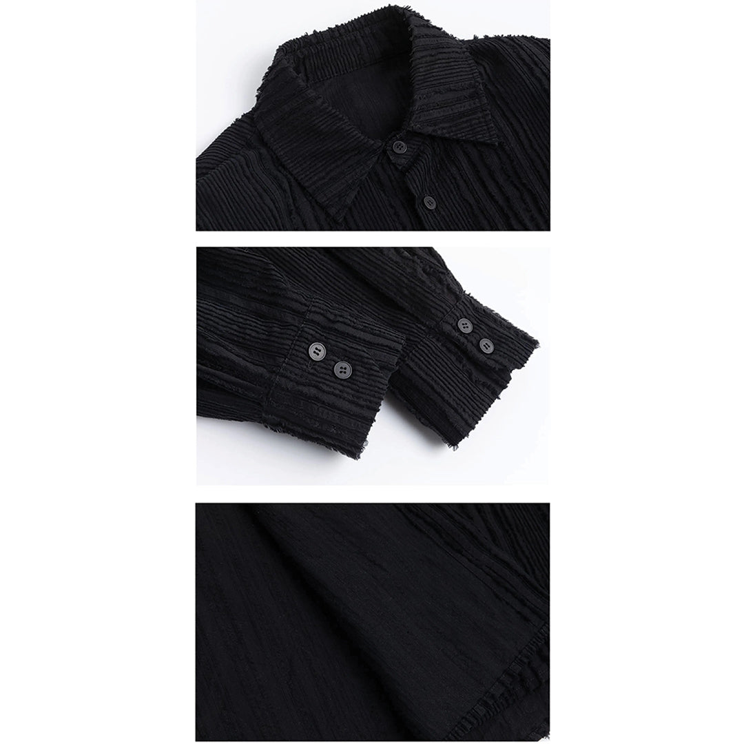 black fray stitch shirt