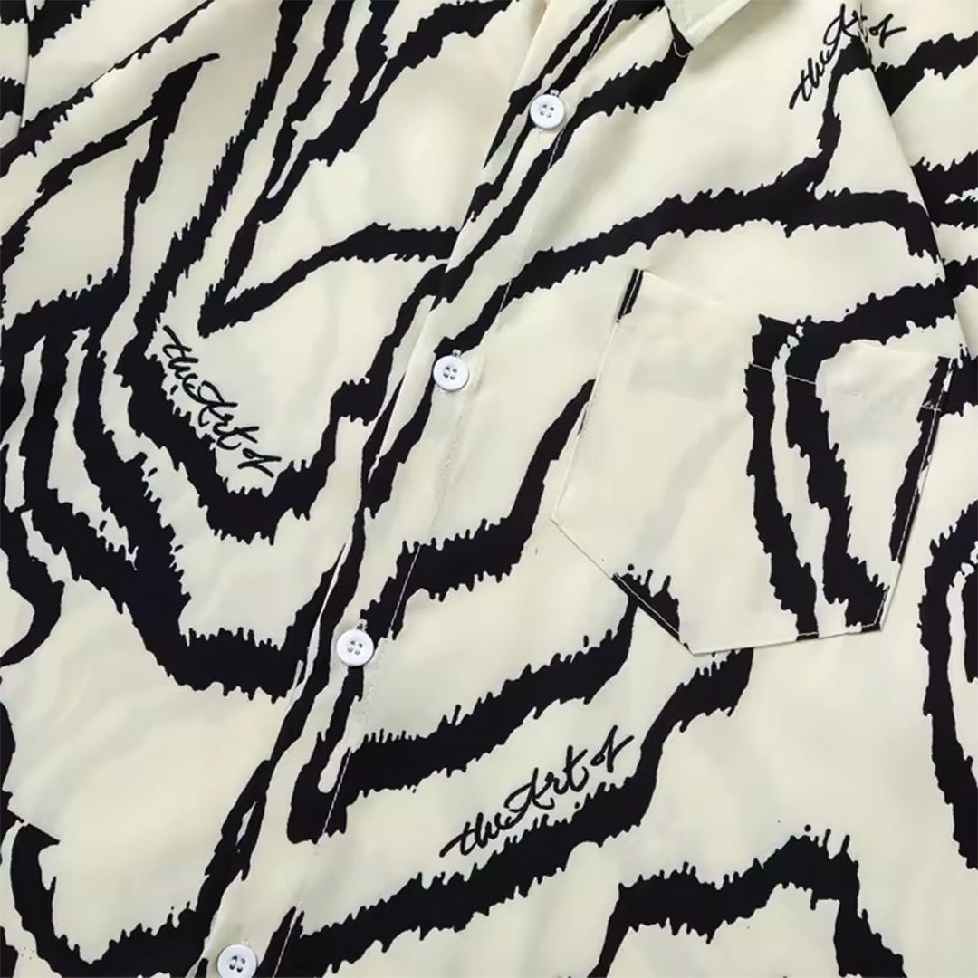 stripe wave short sleeve shirt