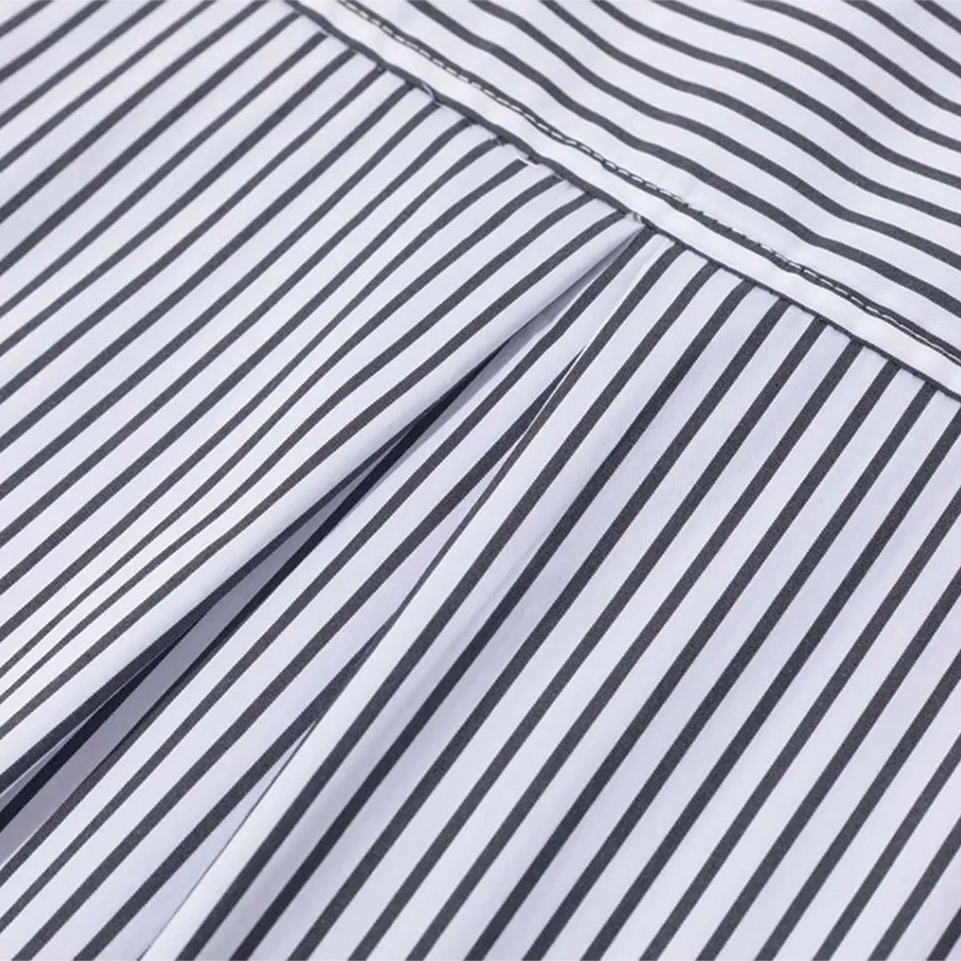 blue block striped shirt