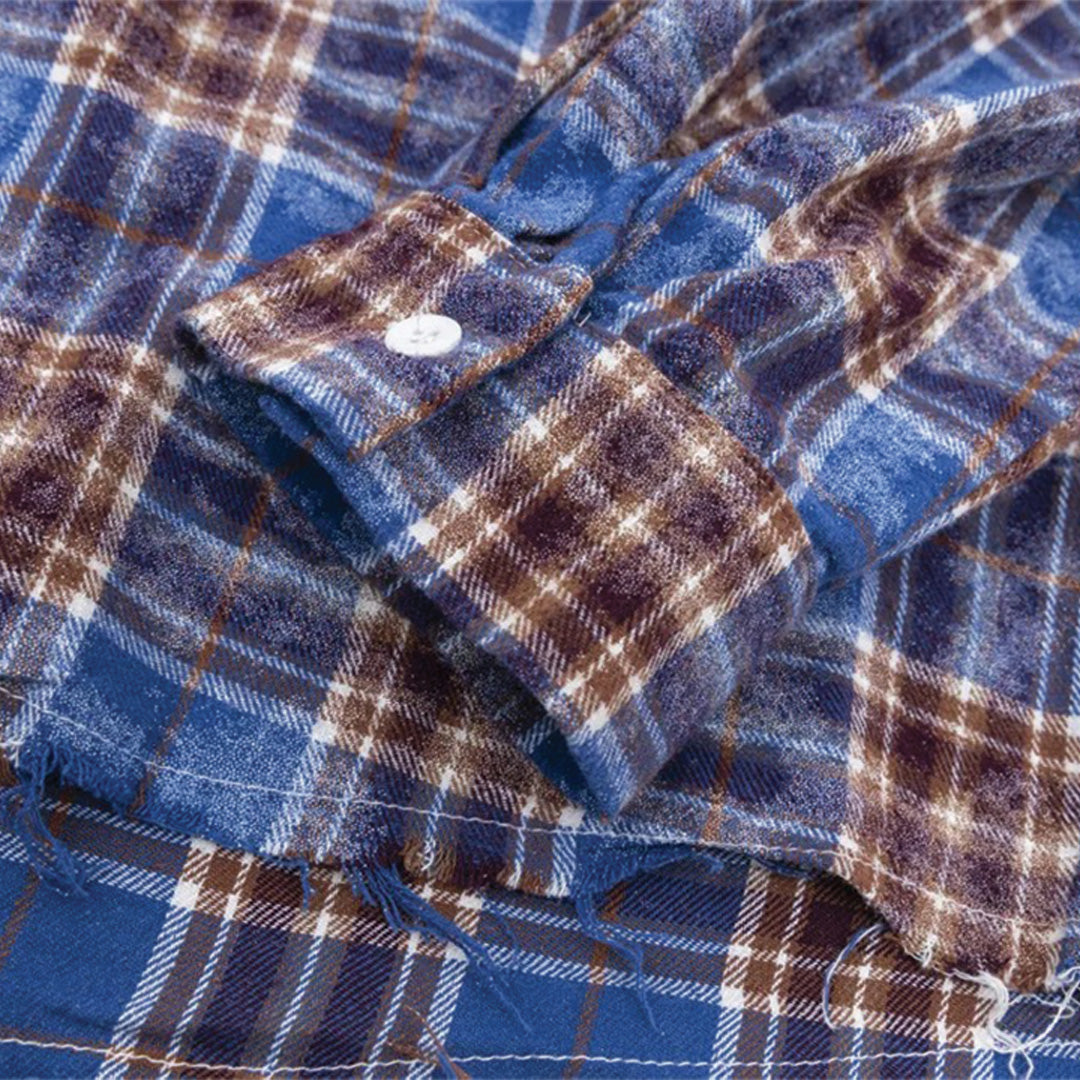bleached plaid zipper shirt