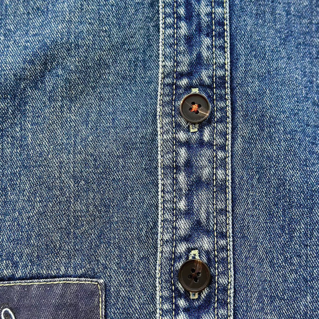 paisley washed denim shirt