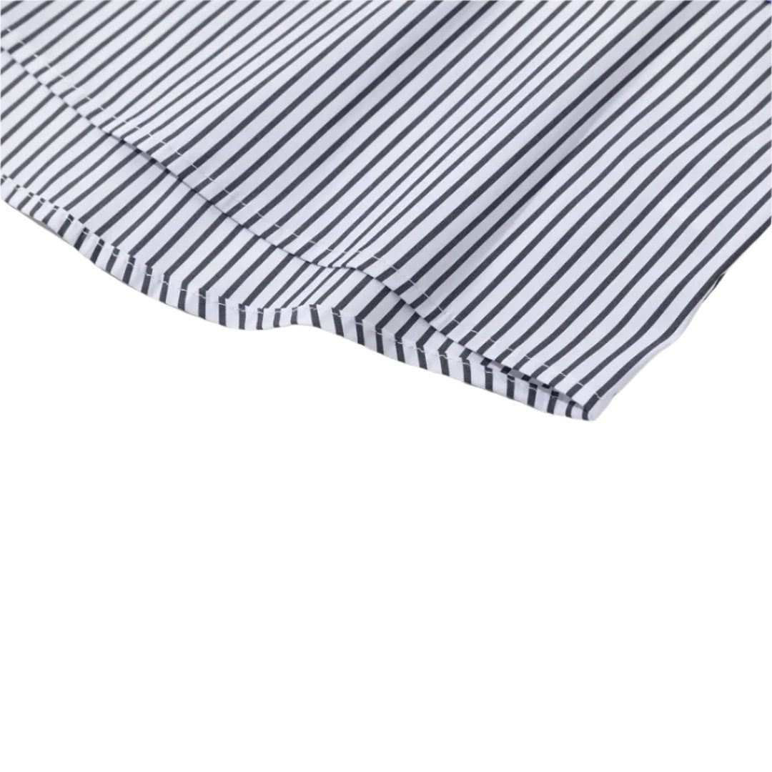 blue block striped shirt