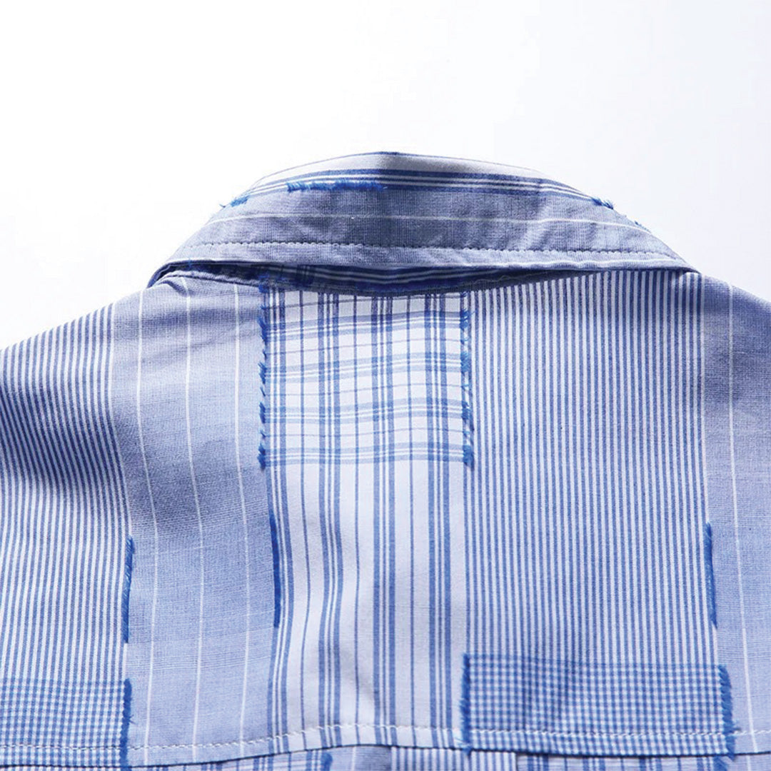 splice blue plaid shirt