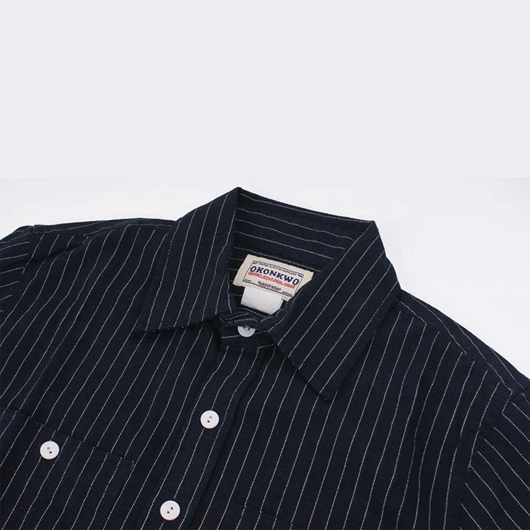retro striped work shirt