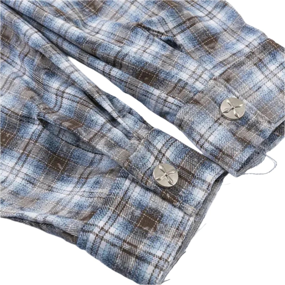 noir bleu distress shirt