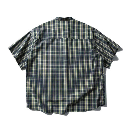 Plaid Band Collar Shirt