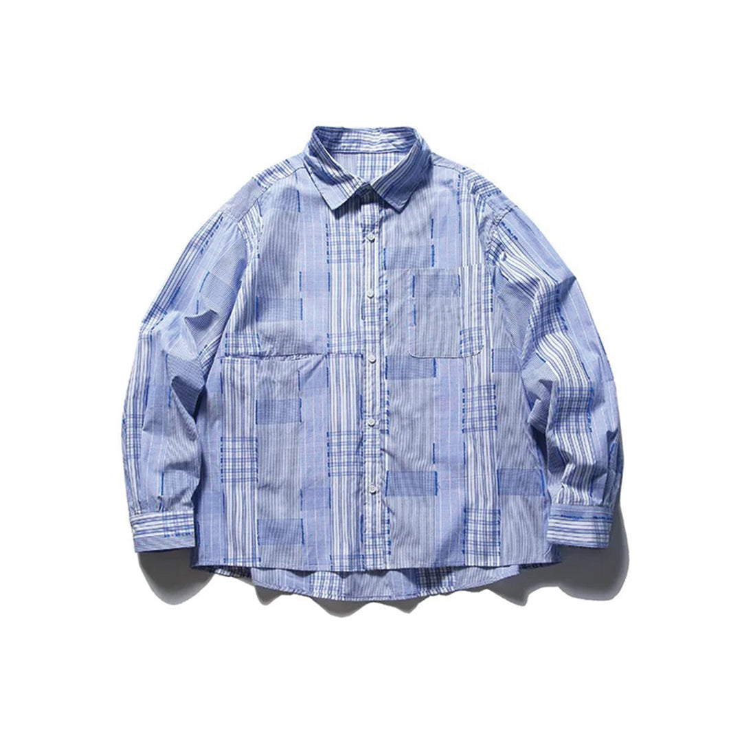 splice blue plaid shirt