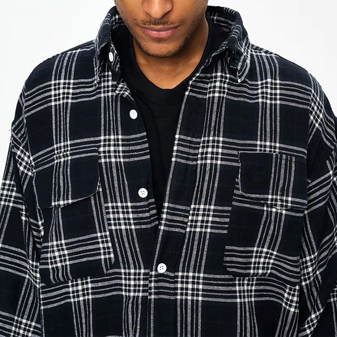 oversized two piece plaid shirt