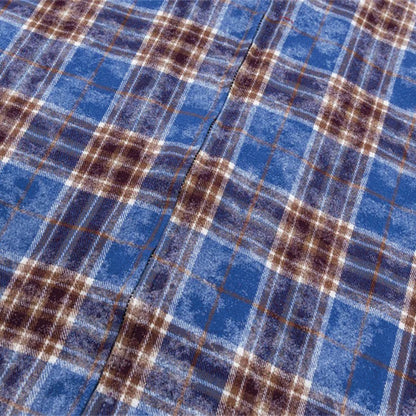 Bleached Plaid Zipper Shirt