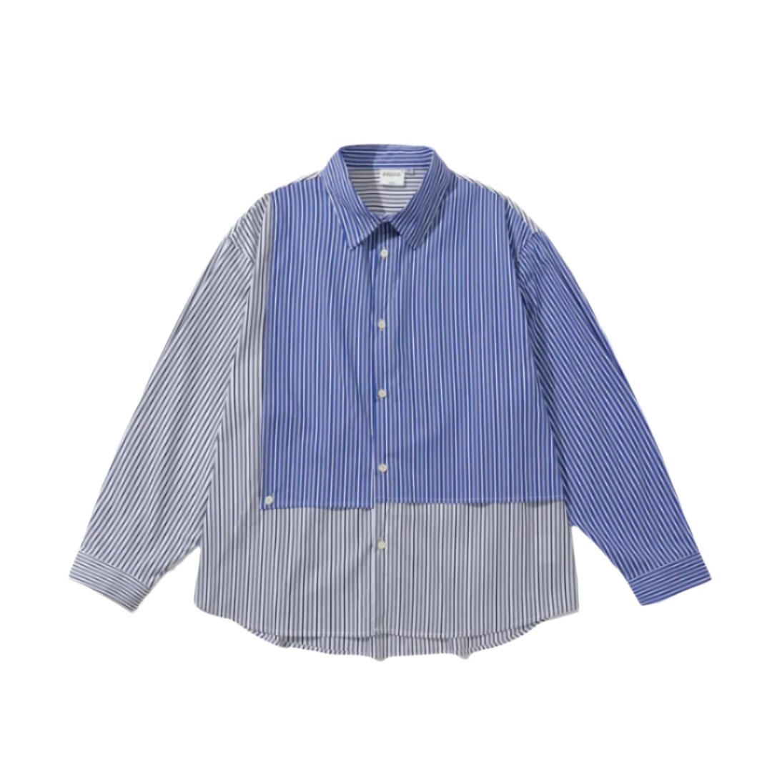 blue block striped shirt