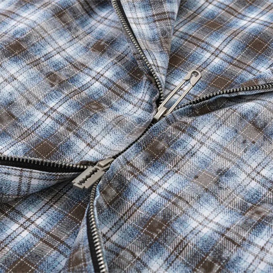 noir bleu distress shirt