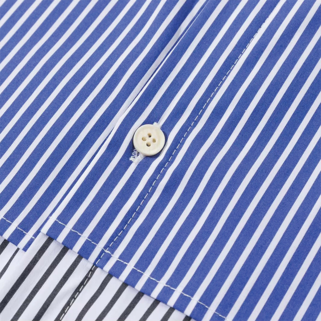 blue block striped shirt