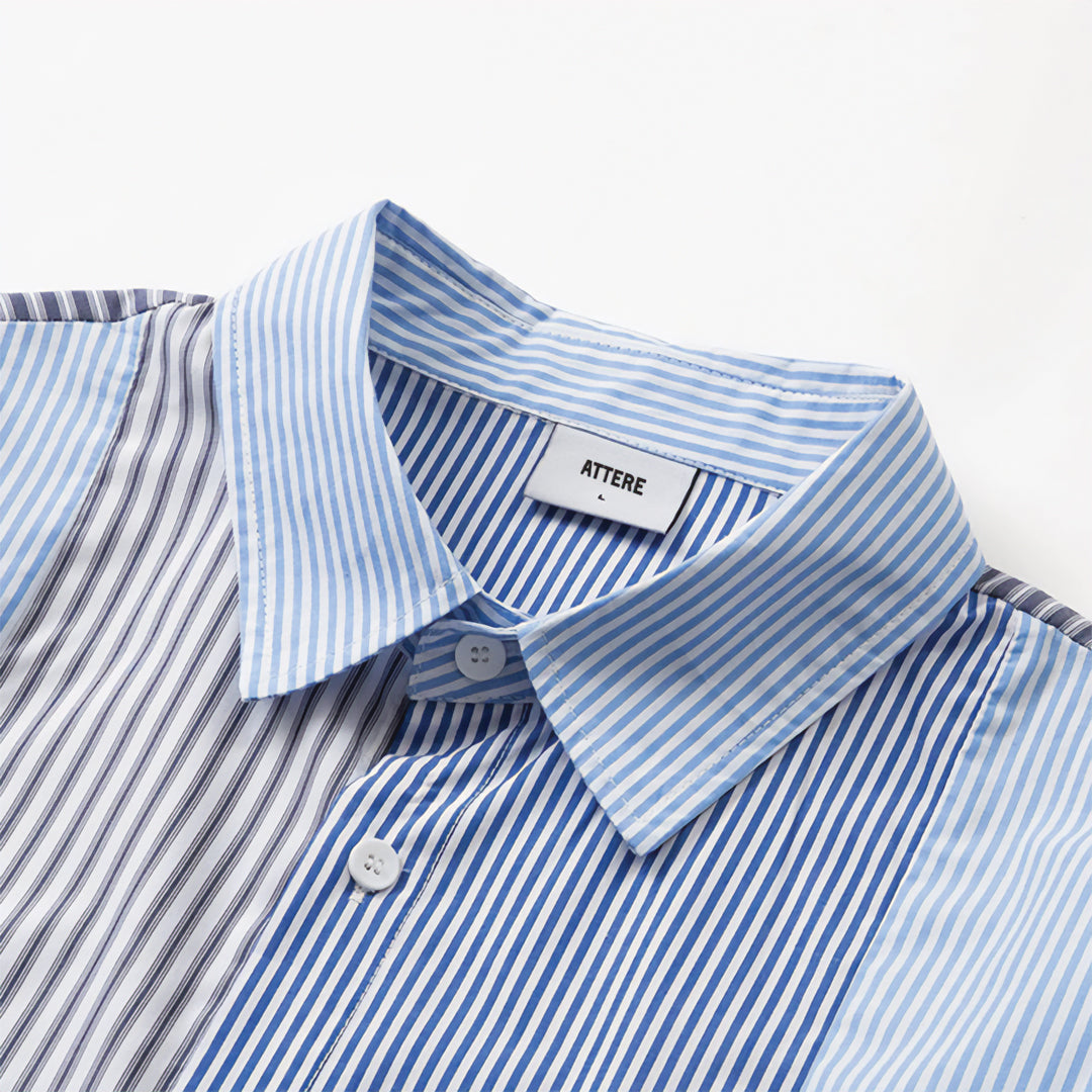 indigo striped collared shirt