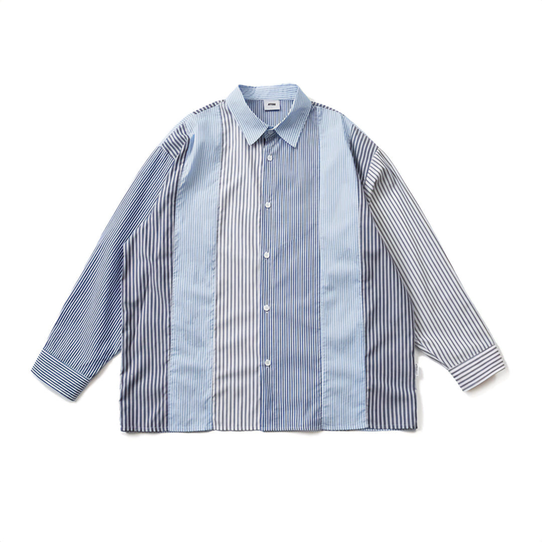 indigo striped collared shirt