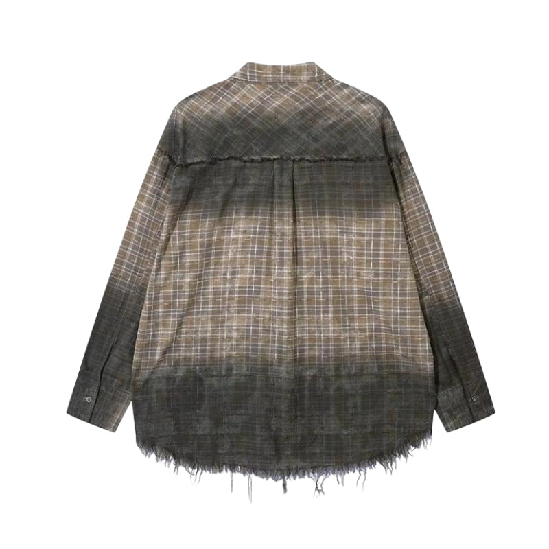 washed distressed plaid shirt