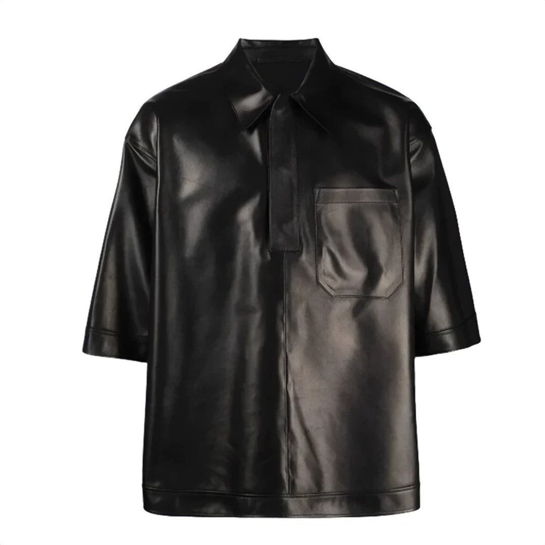shadow pane leather polo