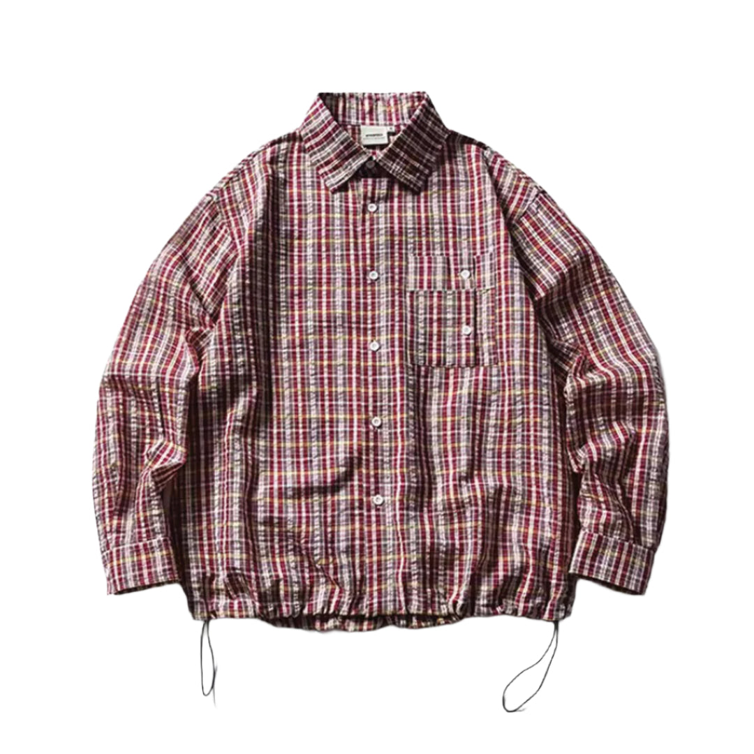 plaid drawstring shirt