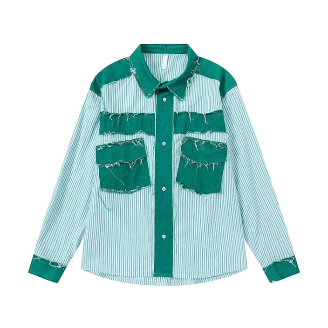 mint striped shirt