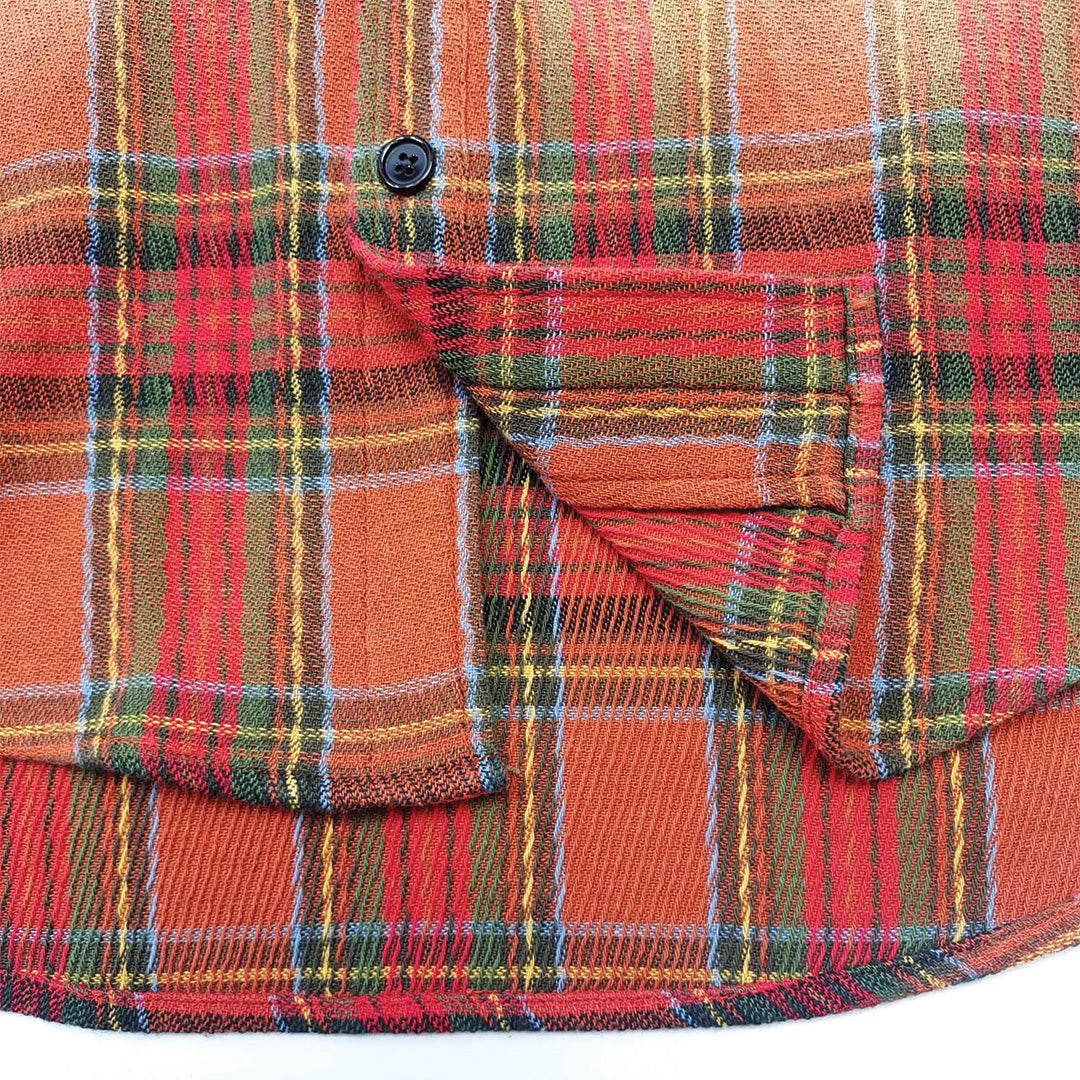 distressed faded plaid shirt